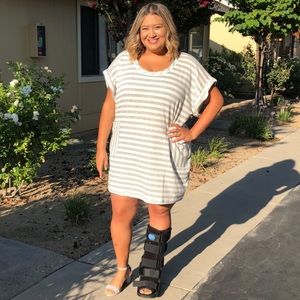 Grey and white striped dress